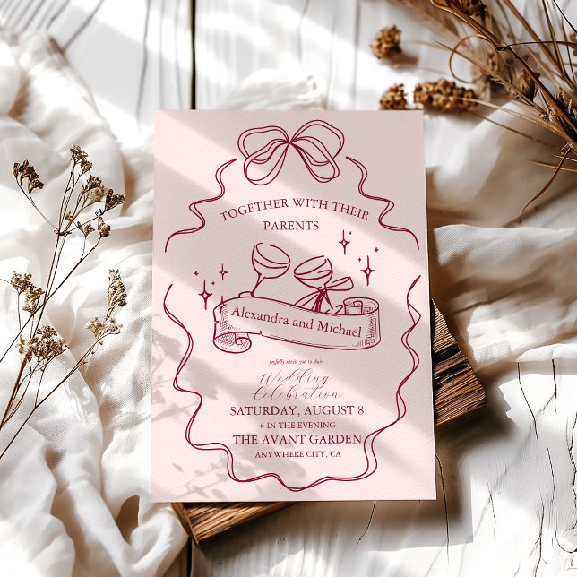 Quirky Bow Handskriftlig Bröllop Inbjudningar (Skapare uppladdad)