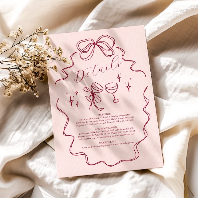 Quirky Bow Handskriftlig Bröllop Tilläggskort (Skapare uppladdad)