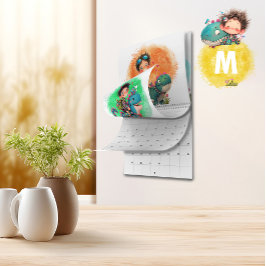 Quirky Boy & Dinosaur Tecknad Calendar Kalender