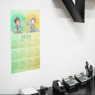 Quirky Boy & Dinosaur-Tecknad Poster