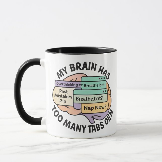 Quirky Brain Mugg | Funny Overthinker Gift (Vänster)
