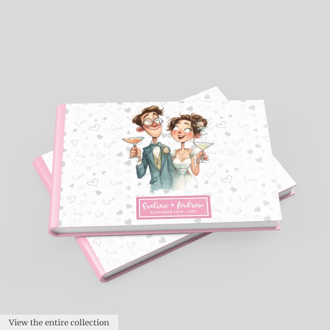 Quirky Bröllop Guest Bok Funny lite vattenfärg (Quirky Wedding Guest Book Funny Couple Watercolor)