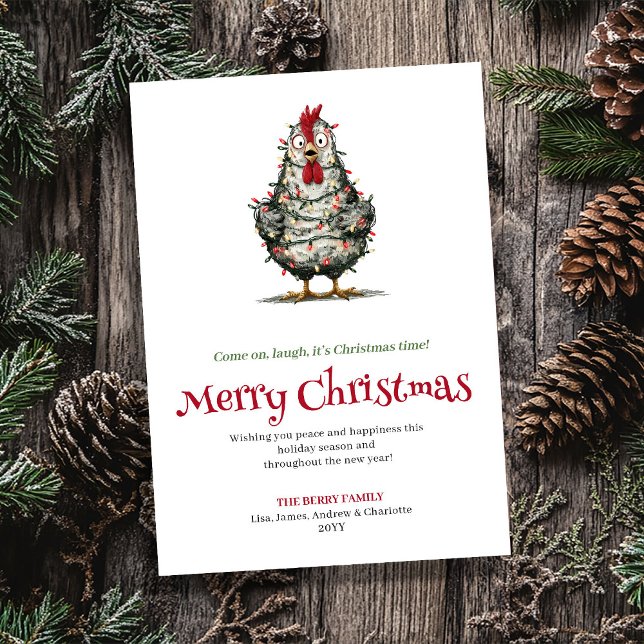 Quirky cartoon chicken Christmas greeting card Julkort (Quirky cartoon chickens Christmas greeting card

)