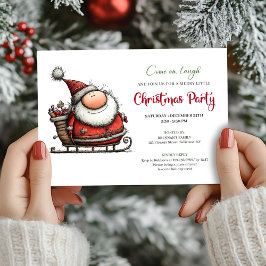 Quirky Cartoon Santa Claus Festive Party Invites Inbjudningar