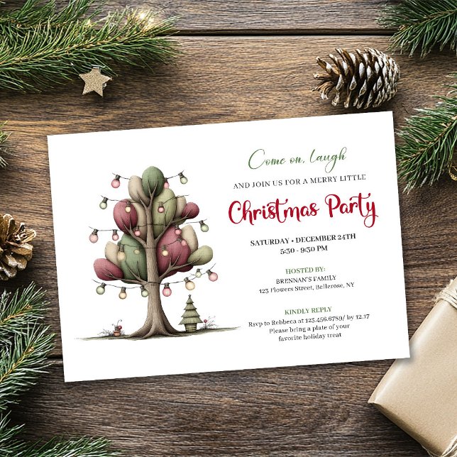Quirky cartoon tree Christmas party invitation Inbjudningar (Quirky cartoon tree Christmas party invitation

)