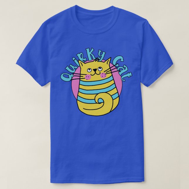 Quirky Cat Blue Rand Cat T Shirt (Design framsida)