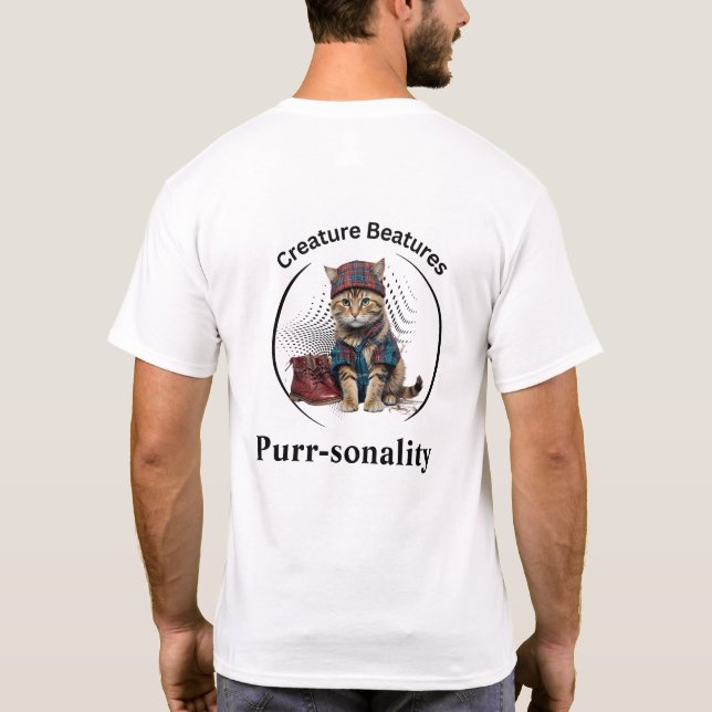 quirky Cat in Scottish Tartan | Funny Sarcasm T Shirt (Baksida)