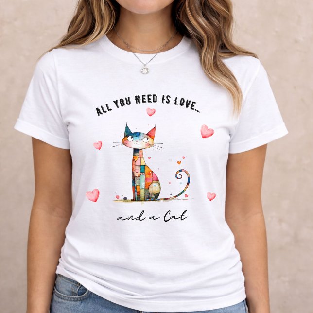 Quirky Cat Valentine Gift T Shirt (All you need is)