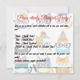 Quirky Cat Whimsical Kattdjur Art för Cat Lovers Inbjudningar