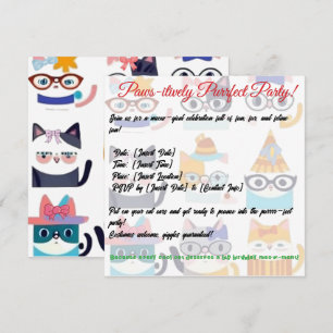 Quirky Cat Whimsical Kattdjur Art för Cat Lovers Inbjudningar