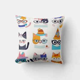 Quirky Cat Whimsical Kattdjur Art för Cat Lovers Kudde