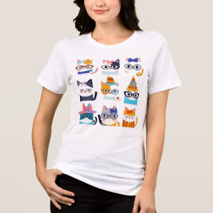 Quirky Cat Whimsical Kattdjur Art för Cat Lovers T Shirt
