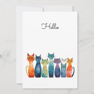 Quirky Cats Hej Custamizable Flat Kort