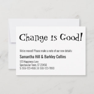 Quirky Change är Bra White Nytt adress Card Anteckningskort