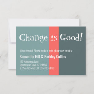 Quirky "Change is Bra", färgat Nytt adress kort