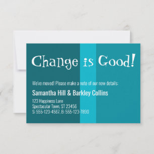 Quirky "Change is Bra", färgat Nytt adress kort