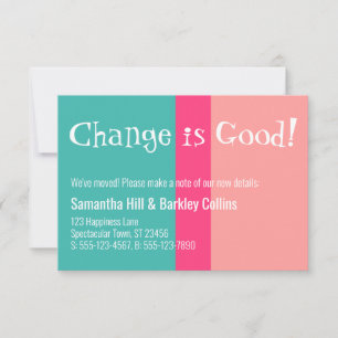 Quirky "Change is Bra", färgat Nytt adress kort