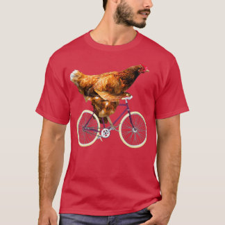 Quirky Chicken Riding Bicycle T Shirt