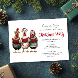 Quirky Chickens Modern Watercolor Holiday Invite Inbjudningar
