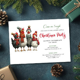 Quirky Chickens Watercolor Christmas Party Invites Inbjudningar