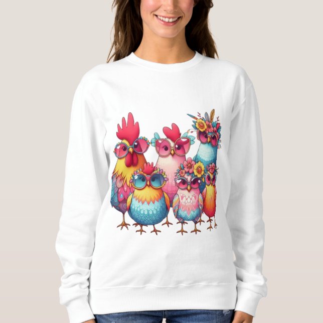 Quirky Chickens with Glasses Women's T-Shirt (Framsida)