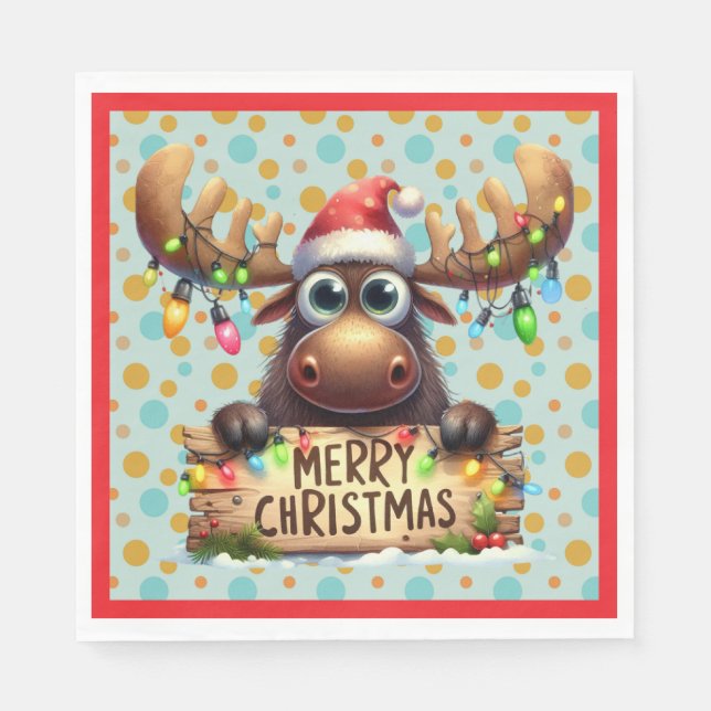 Quirky Christmas Moose Pappersservett (Framsidan)