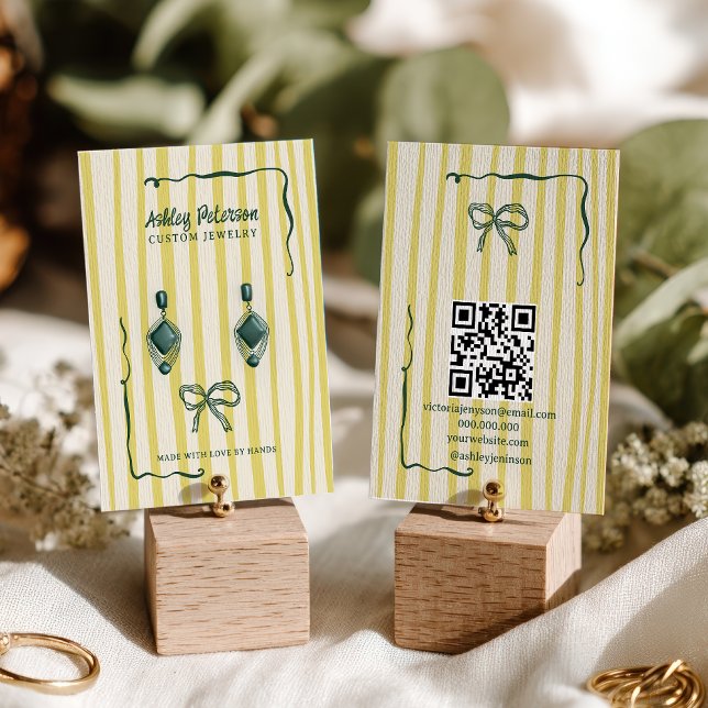 Quirky Citrus Hand-Drawn Bow Jewelry Earring Visitkort (Quirky Citrus Hand-Drawn Bow Jewelry Earring Business Card)