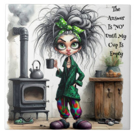 Quirky Coffee Dam Empty Kopp Ceramic Tile Kakelplatta