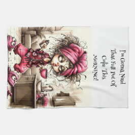 Quirky Coffee Dam Fullt Pot Kitchen Towels Kökshandduk