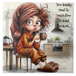 Quirky Coffee Dam läser den keramiska plattan i ru Kakelplatta