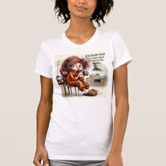 Quirky Coffee Dam läser rummet T-Shirt