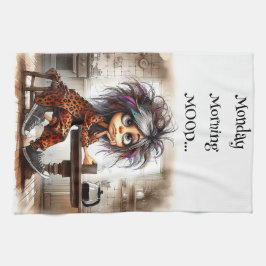 Quirky Coffee Dam måndag Vibe Kitchen Towels Kökshandduk