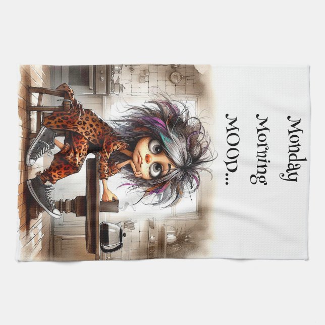 Quirky Coffee Dam måndag Vibe Kitchen Towels Kökshandduk (Horisontell)