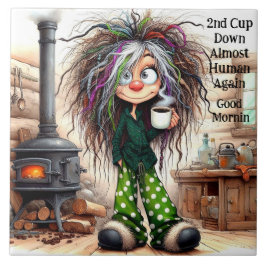 Quirky Coffee Dam nästan Human Ceramic Tile Kakelplatta