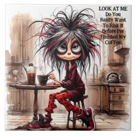 Quirky Coffee Dam Risk It Ceramic Tile Kakelplatta