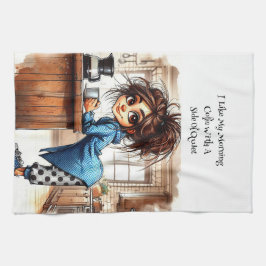 Quirky Coffee Dam Side of Quiet Kitchen Towels Kökshandduk