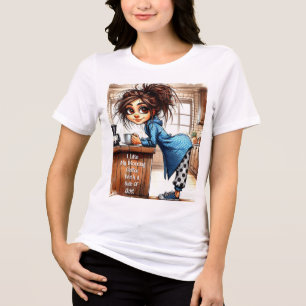 Quirky Coffee Lady Side Of Ladies T-Shirt