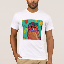 Quirky Colorful FolArt Abstrakt Uggla T Shirt