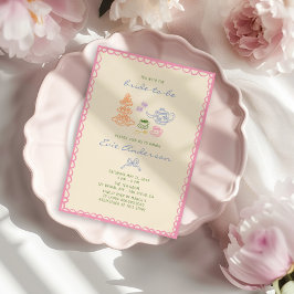 Quirky Colorful Möhippa Tea Party Inbjudningar