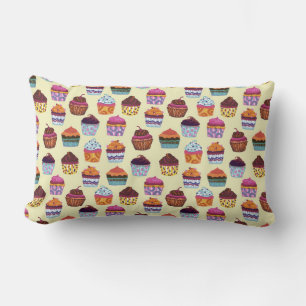Quirky Colorful Muffinss Illustration Mönster Lumbarkudde