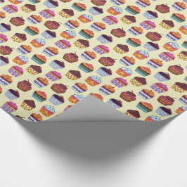 Quirky Colorful Muffinss Illustration Mönster Presentpapper