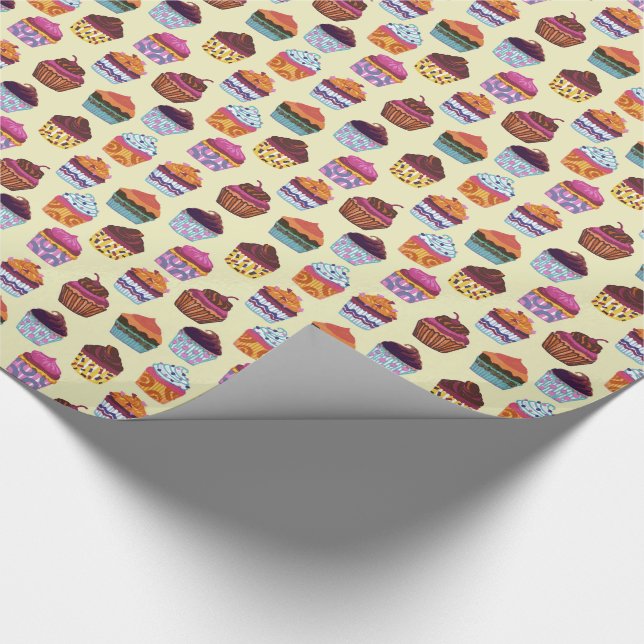 Quirky Colorful Muffinss Illustration Mönster Presentpapper (Hörn)
