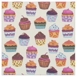 Quirky Colorful Muffinss Illustration Mönster Tyg
