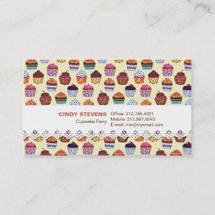 Quirky Colorful Muffinss Illustration Mönster Visitkort