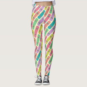 Quirky Colorful Skateboard Mönster Leggings
