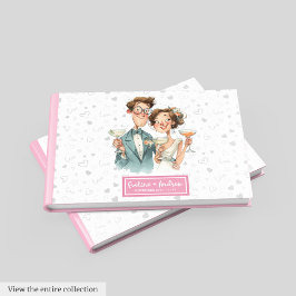 Quirky Couple Bröllop Guest Bok Funny Watercolor