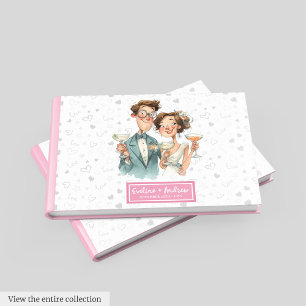 Quirky Couple Bröllop Guest Bok Funny Watercolor