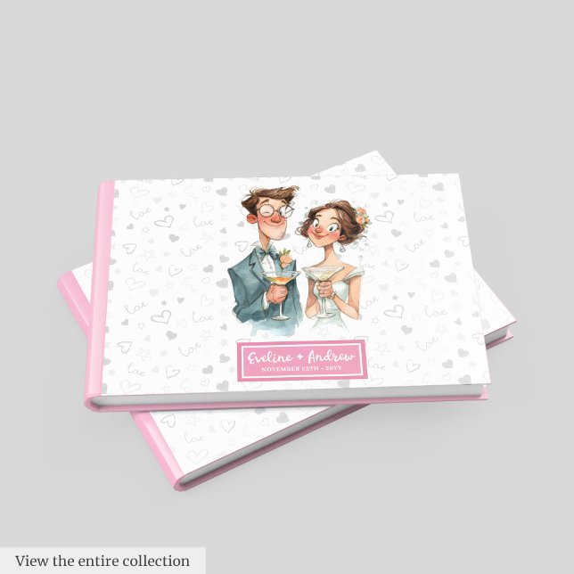 Quirky Couple Guest Bok Funny Bröllop Watercolor (Quirky Couple Guest Book Funny Wedding Watercolor)