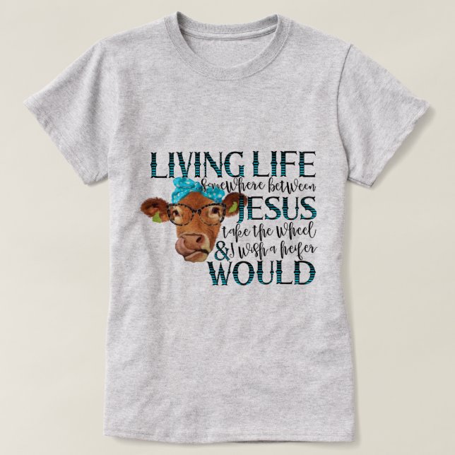 Quirky Cow Illustration med humoristisk citat T Shirt (Design framsida)