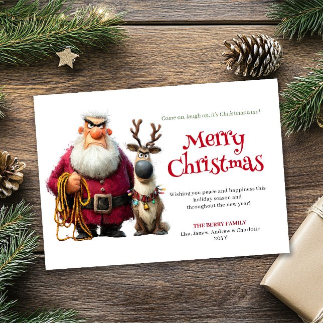 Quirky cranky Claus custom editable Christmas card Julkort (Quirky cranky Claus custom editable Christmas card)